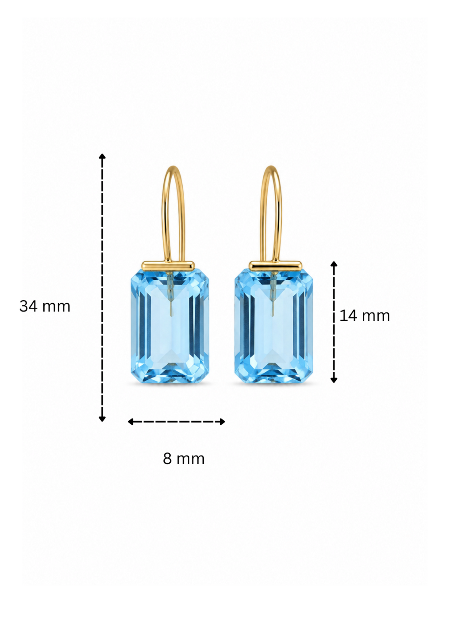 Blue Topaz Drop Earrings – 14K Gold