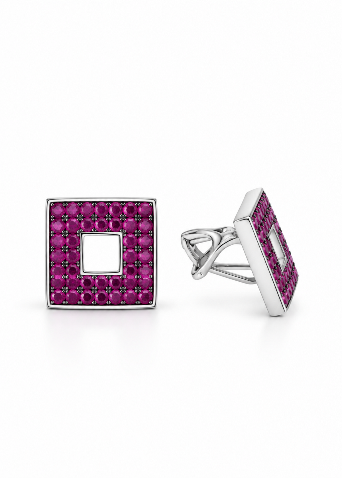 Ruby Geo Square-925 Sterling Silver