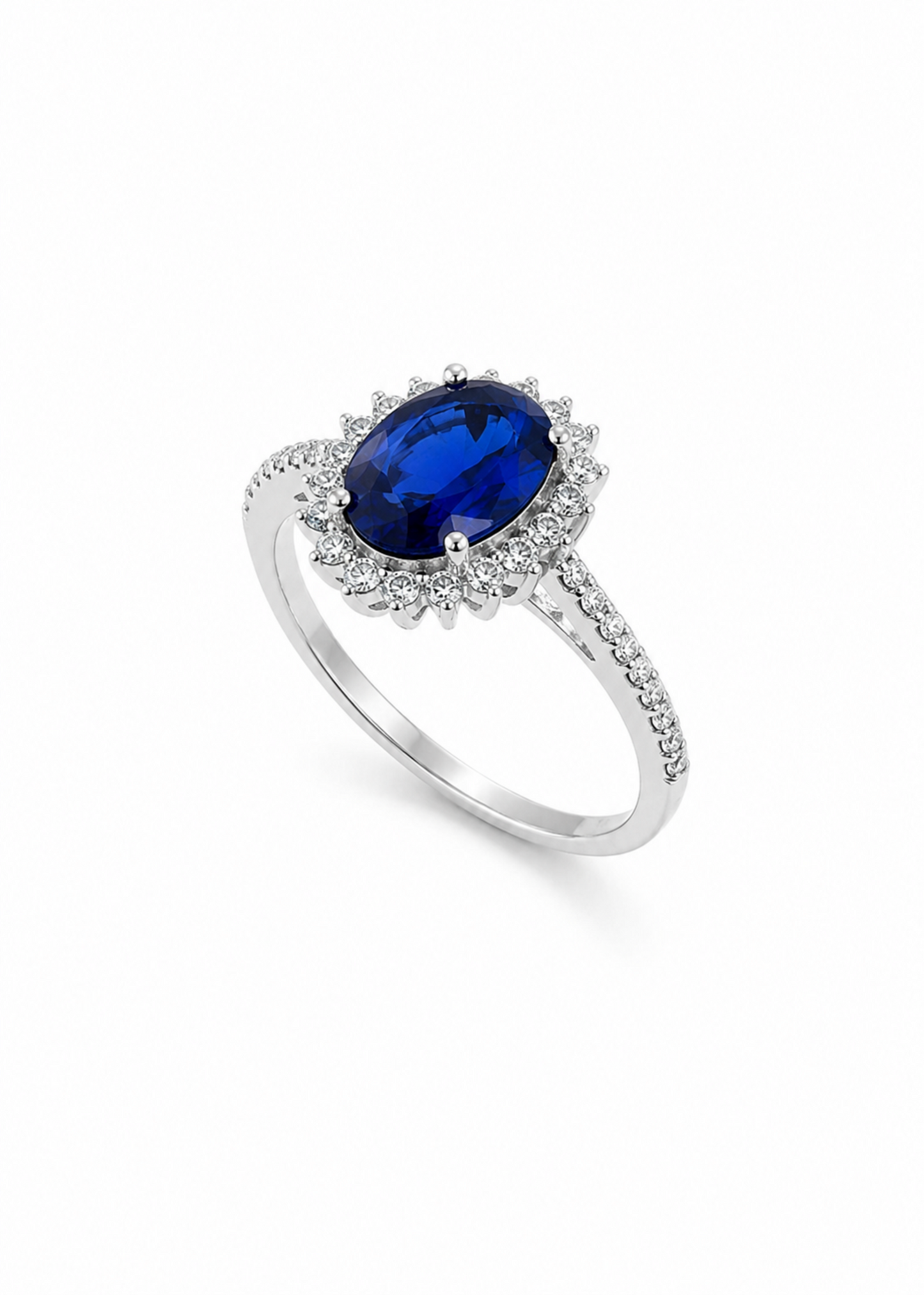 Royal Sapphire Halo – 925 Sterling Silver