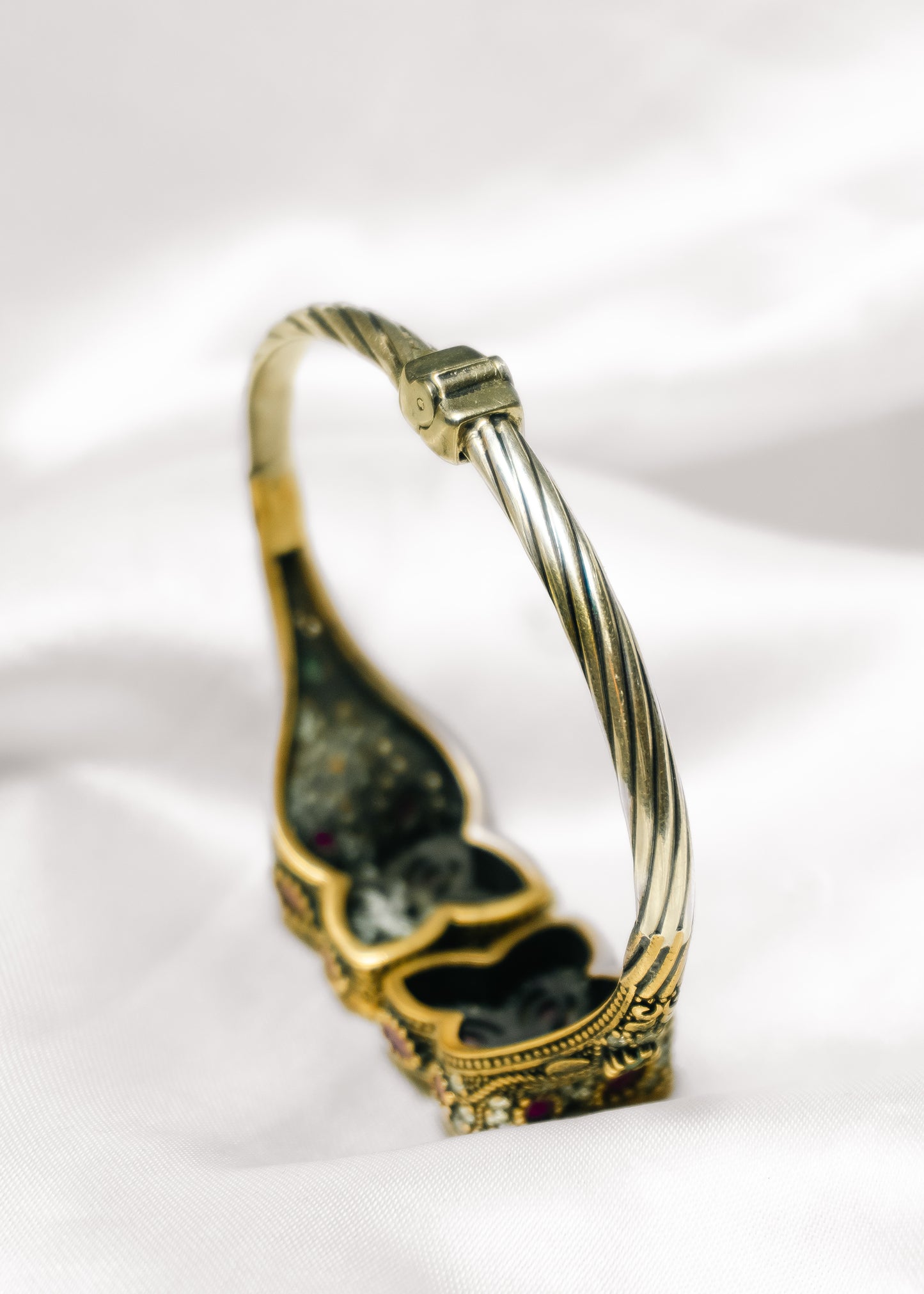 Floral Double Motif -925 Silver Bangle