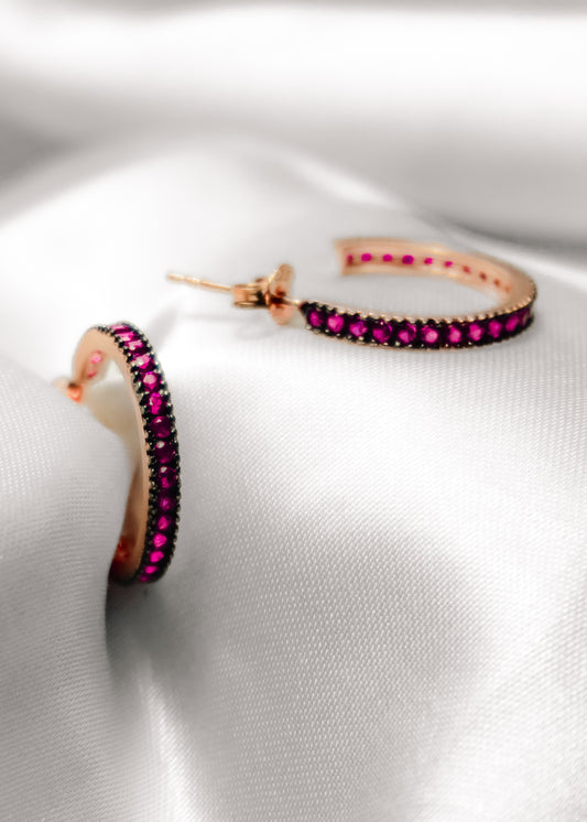 Fuchsia Micro Hoop-925 Sterling Silver