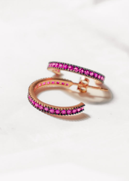 Fuchsia Micro Hoop-925 Sterling Silver