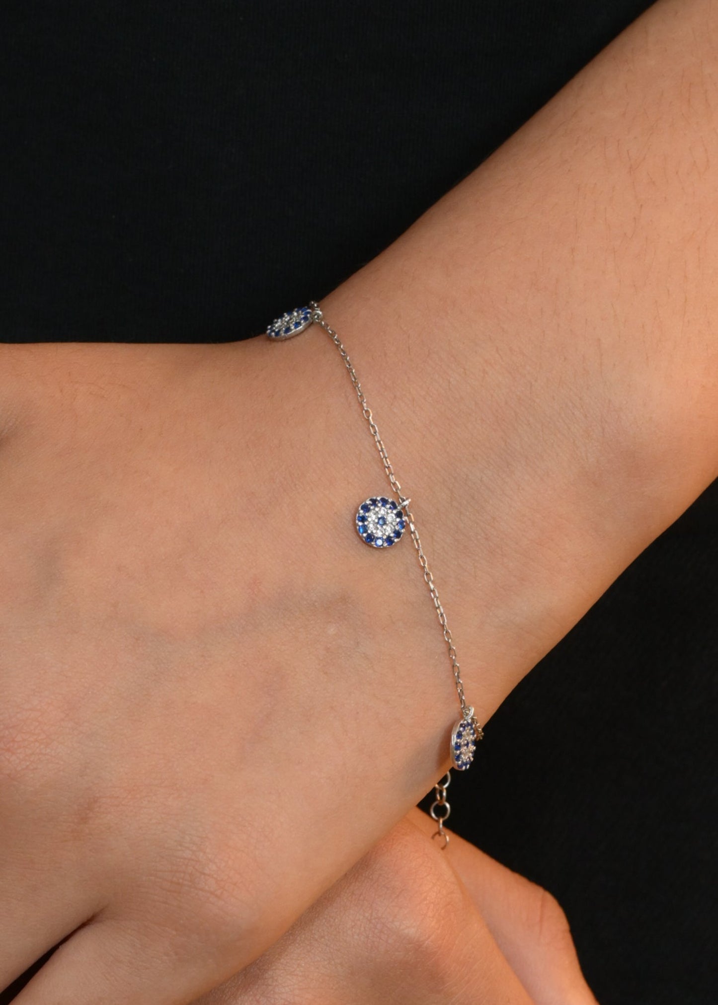 Evil Eye Charm Bracelet-925 Sterling Silver