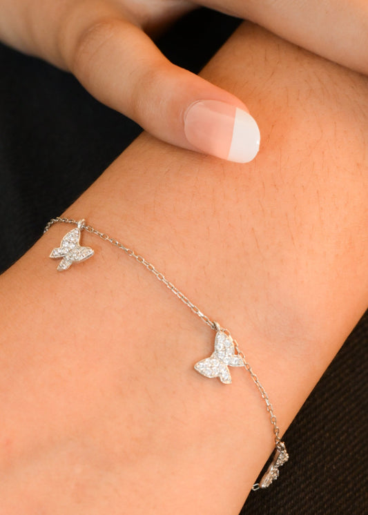 Butterfly Charm Bracelet-925 Sterling Silver