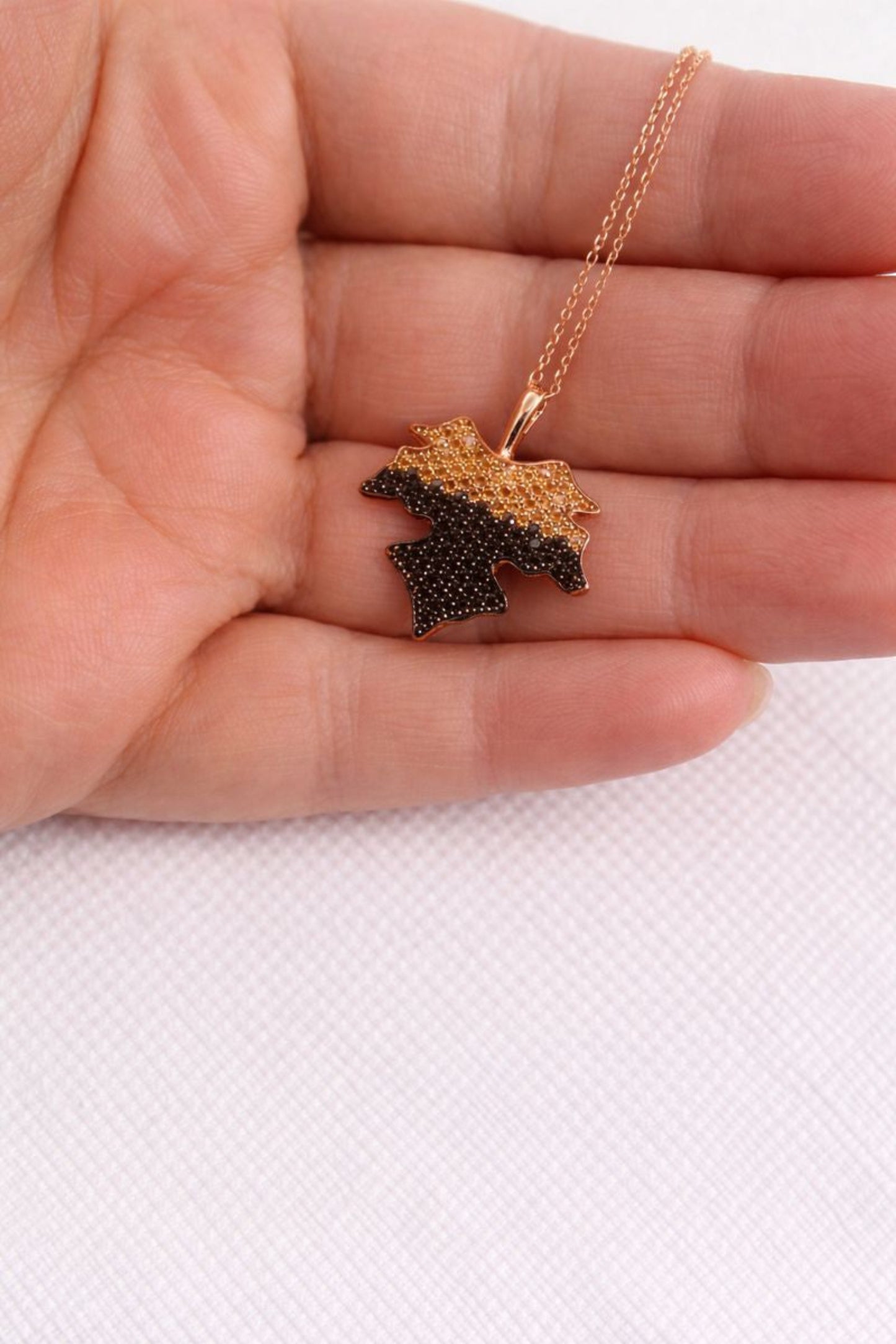 Black & Gold Leaf-925 Sterling Silver