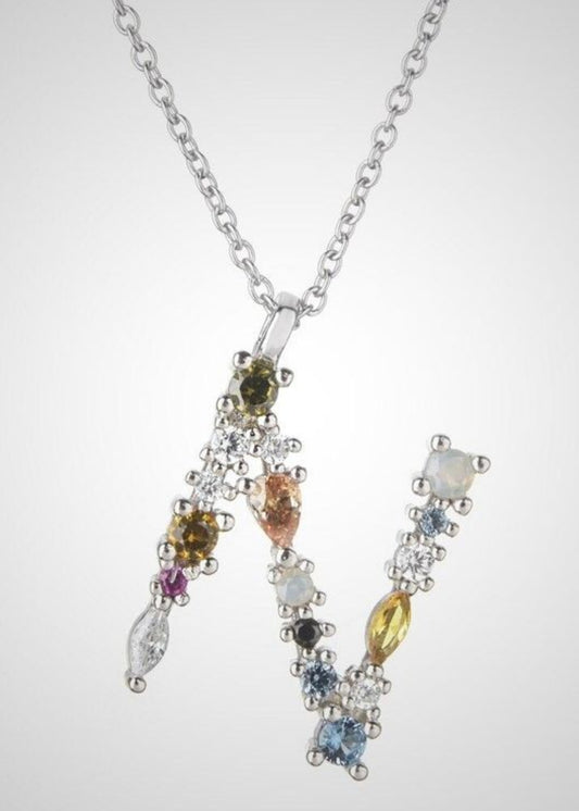 Multi Zircon Initaial-925 Sterling Silver