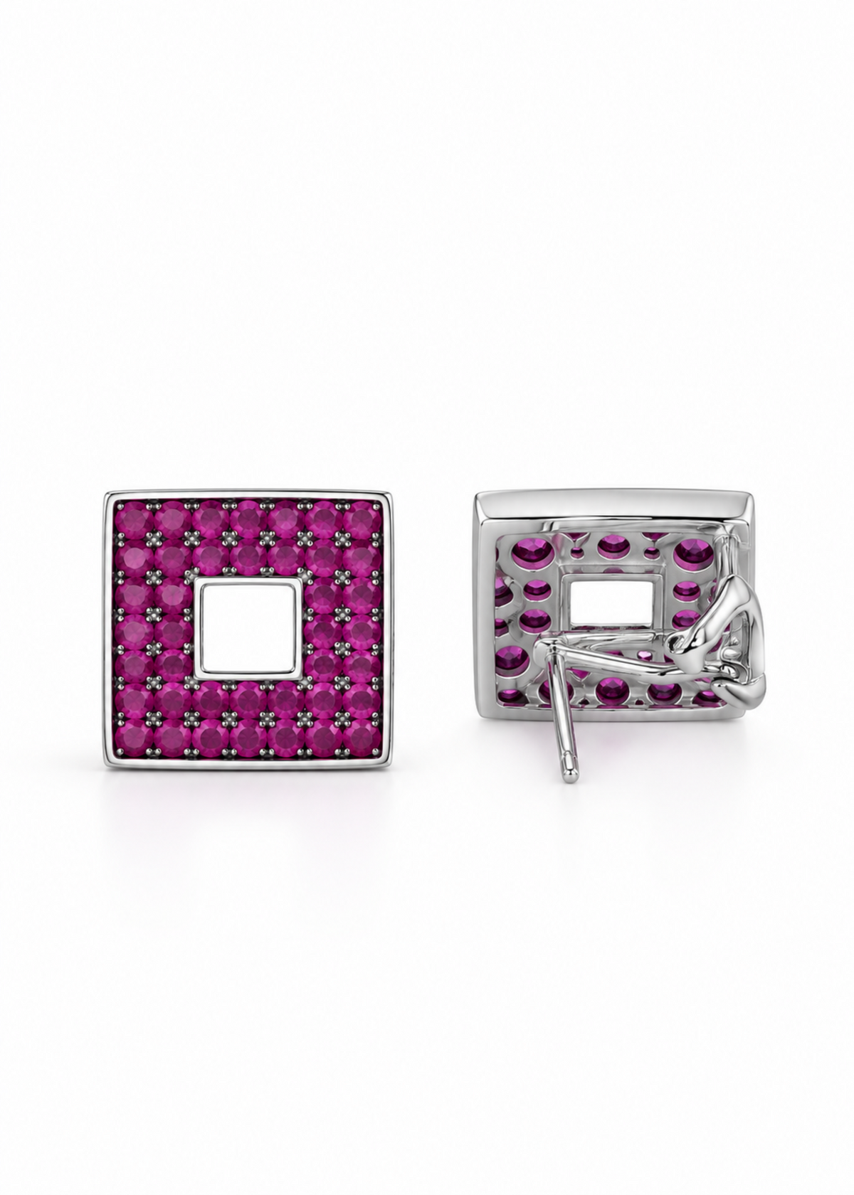 Ruby Geo Square-925 Sterling Silver