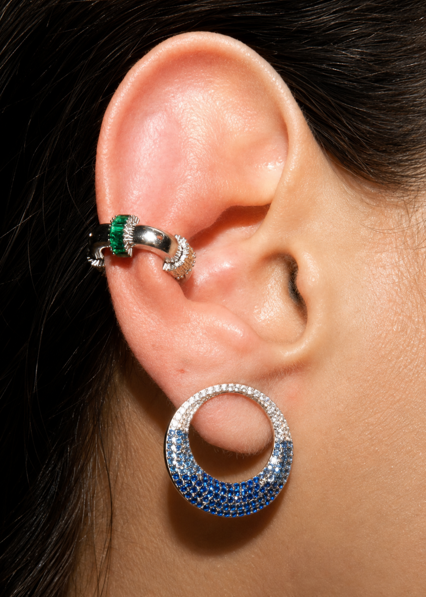 Baguette Ear Cuff-925 Sterling Silver