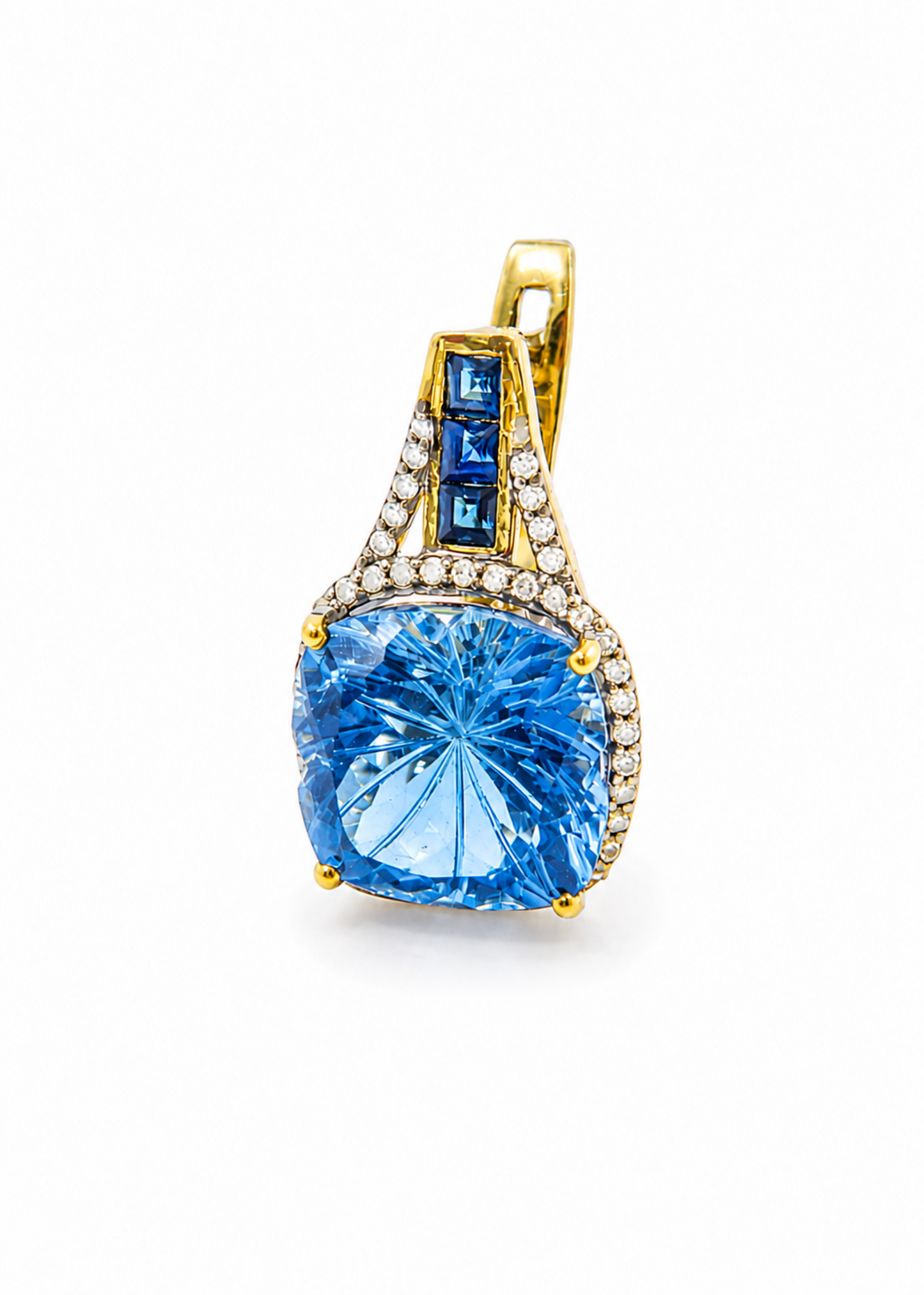 Blue Topaz & Diamond Drop Earrings