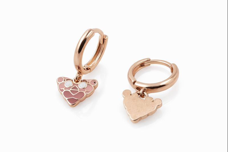 Pink Bear Hoop-925 Sterling Silver
