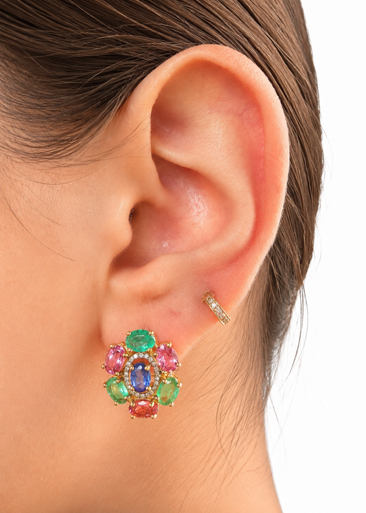 Emerald Bloom Stud Earrings