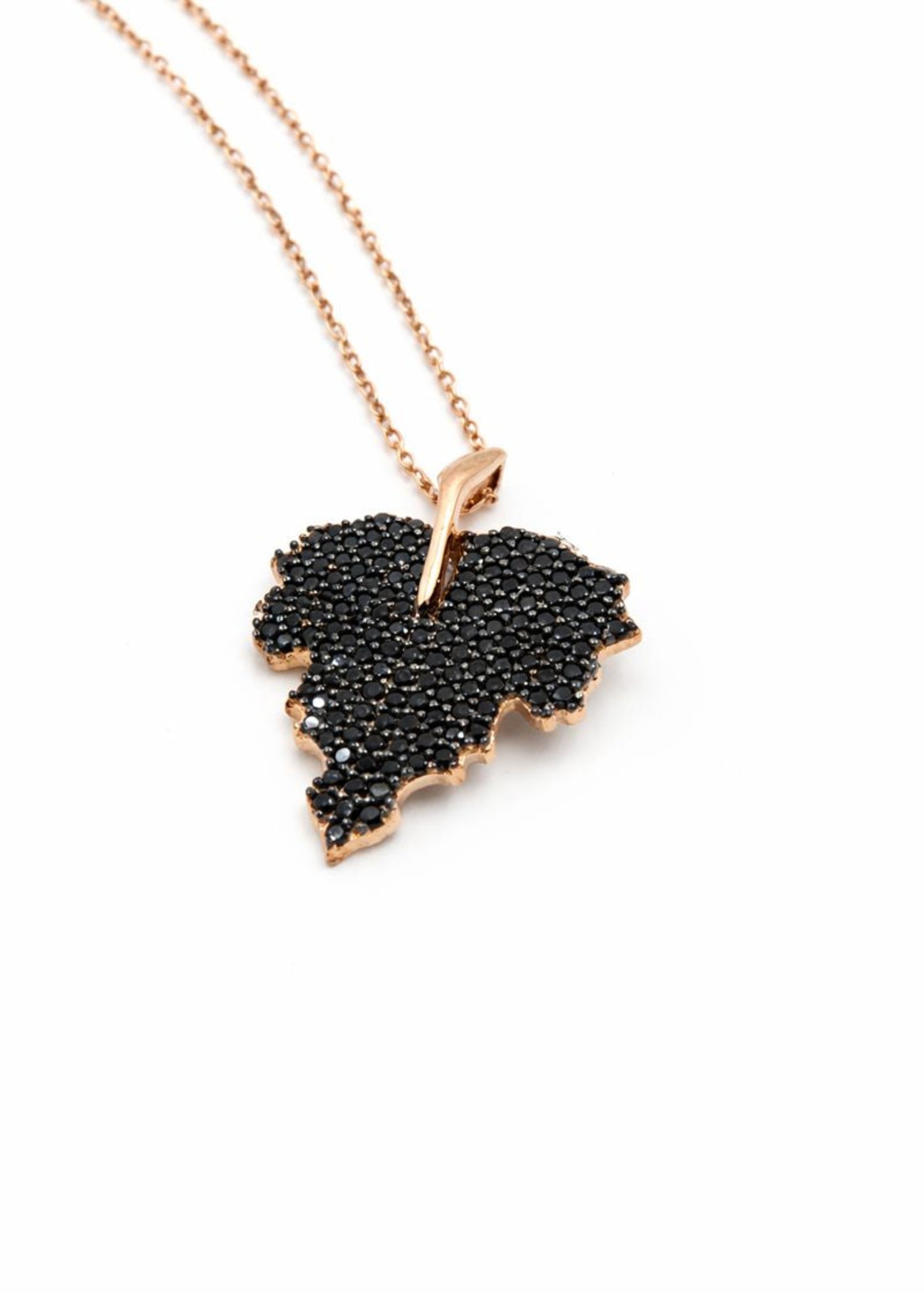 Black Pavé Leaf-925 Sterling Silver