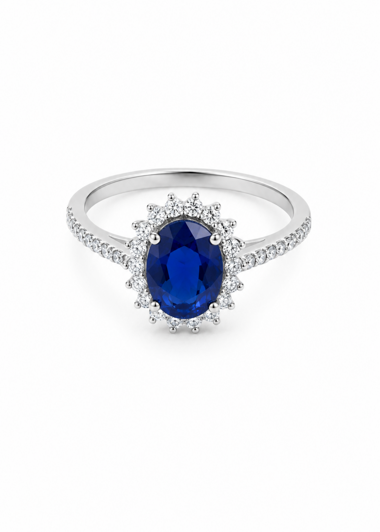 Royal Sapphire Halo – 925 Sterling Silver