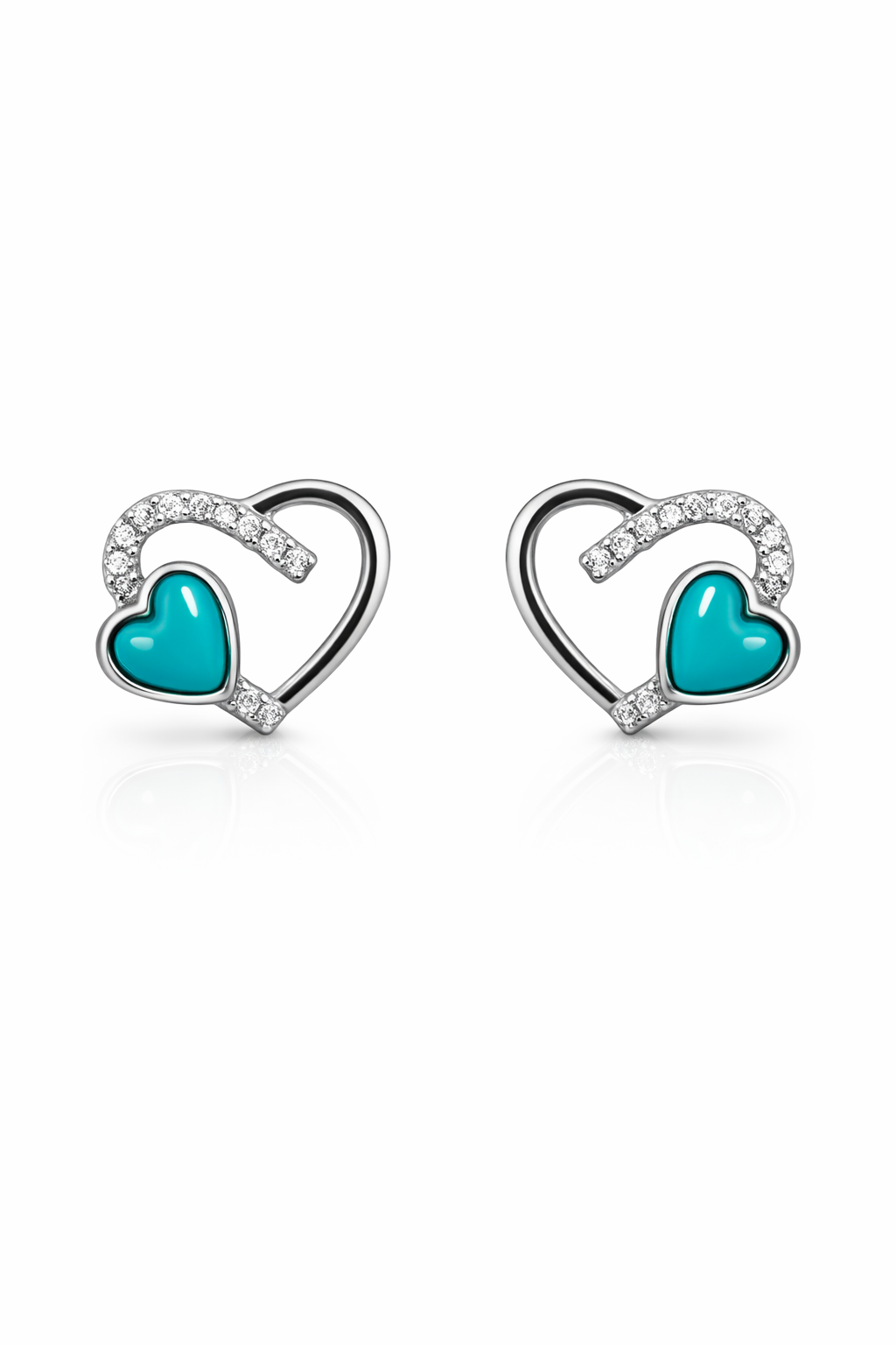 Turquoise half Heart-925 Sterling Silver