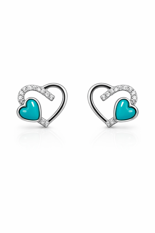 Turquoise half Heart-925 Sterling Silver