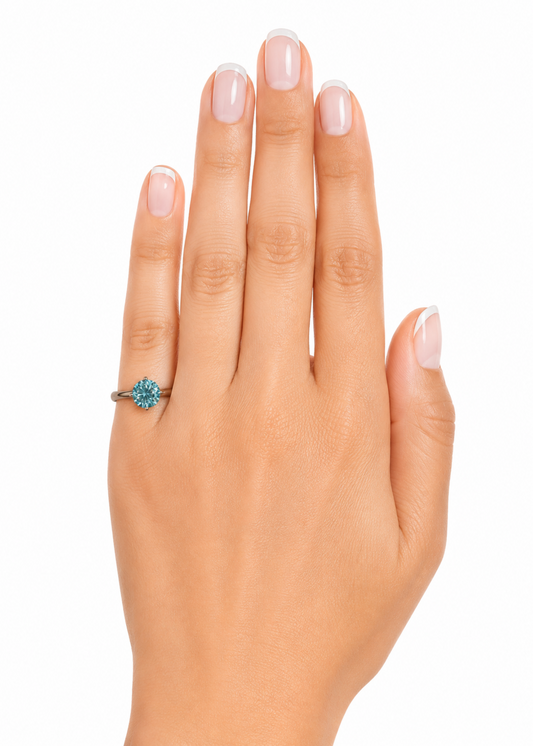 Blue Moissanite-925 Sterlıng Sılver