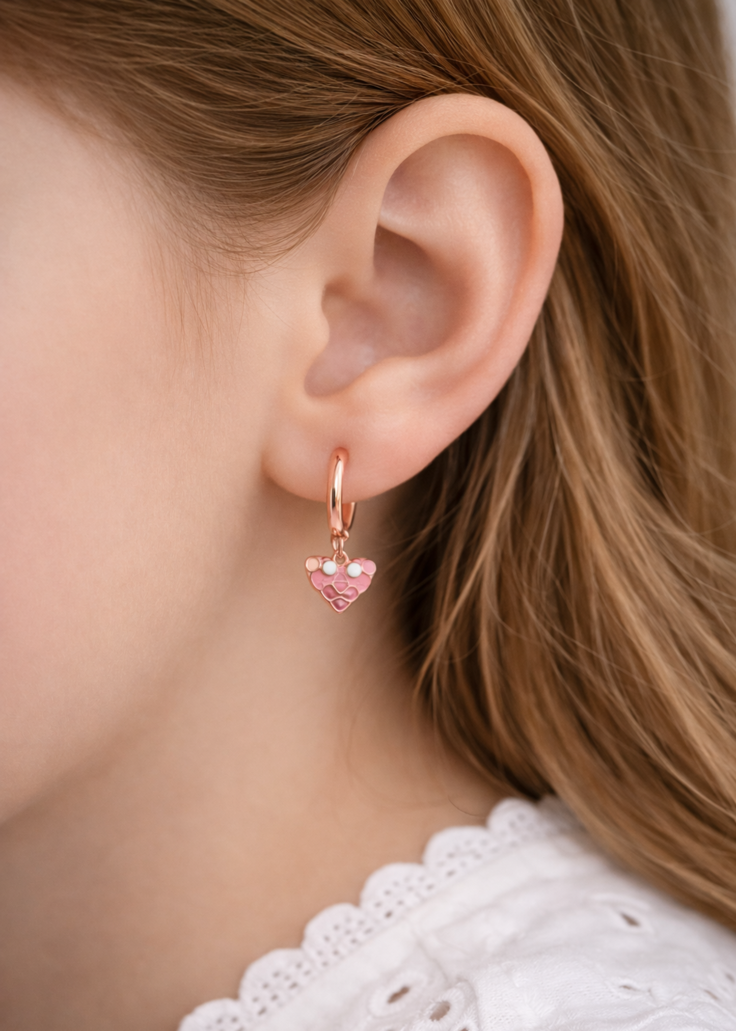Pink Bear Hoop-925 Sterling Silver