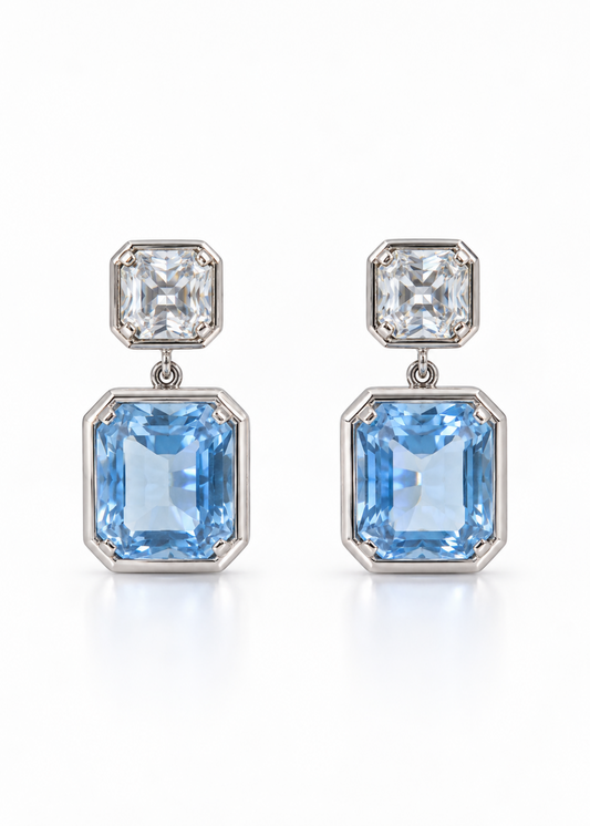 Blue Duo Drop-925 Sterling Silver