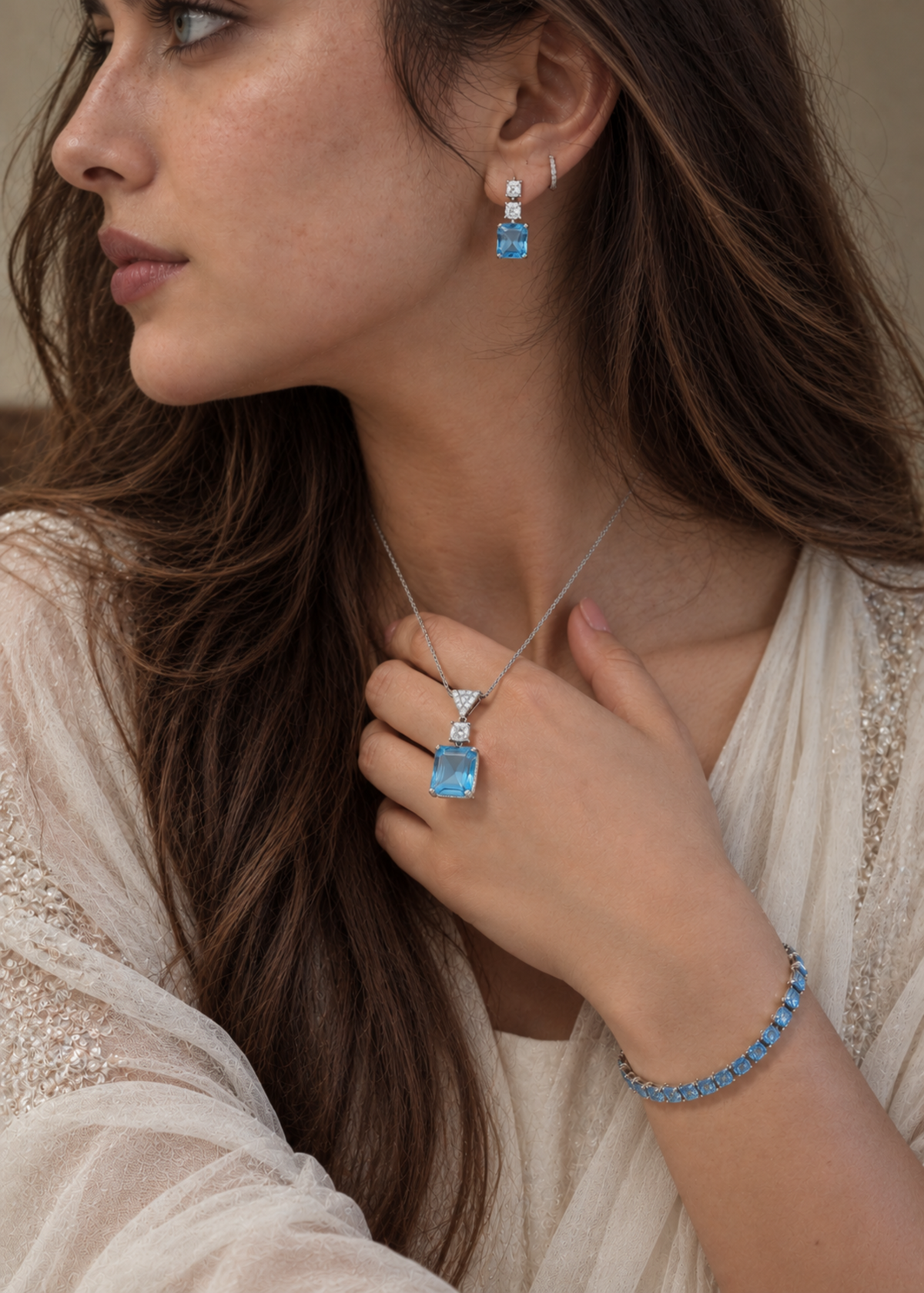 Trillion Cascade-925 Sterling Silver