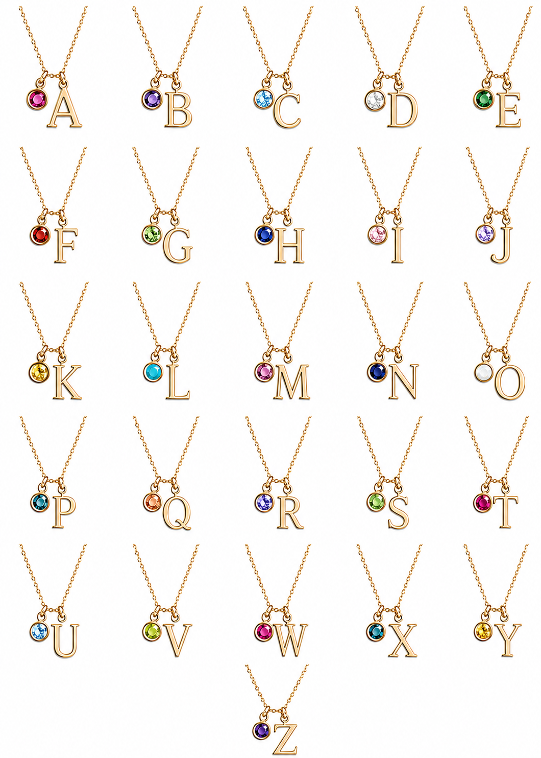 Initial Birthstone-925 Sterling Silver