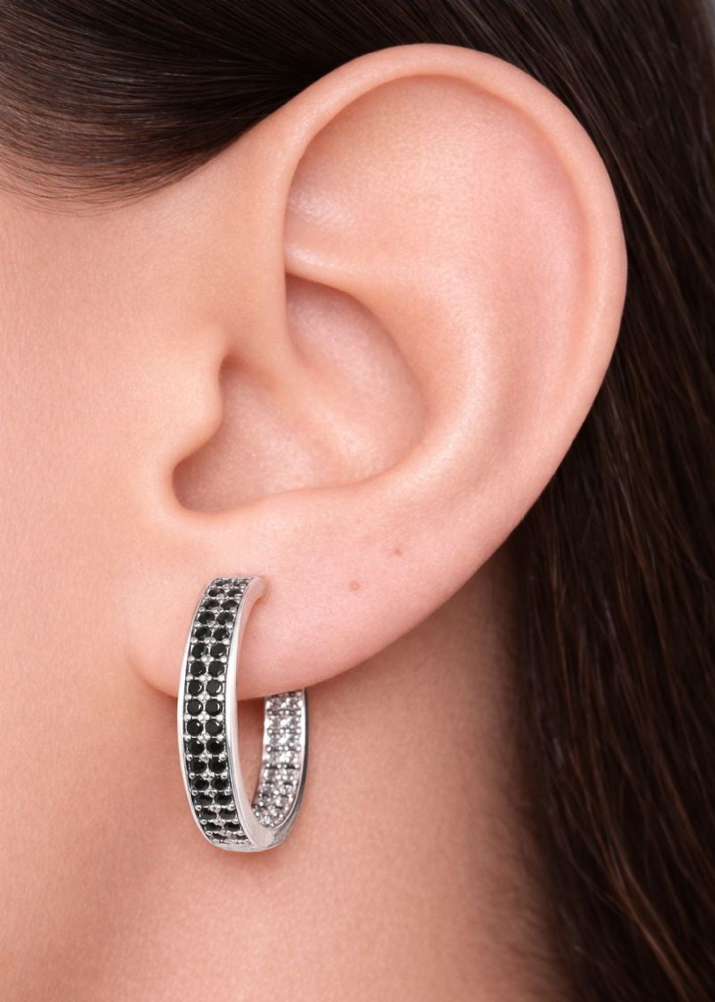 Noir Hoops-925 Sterling Silver