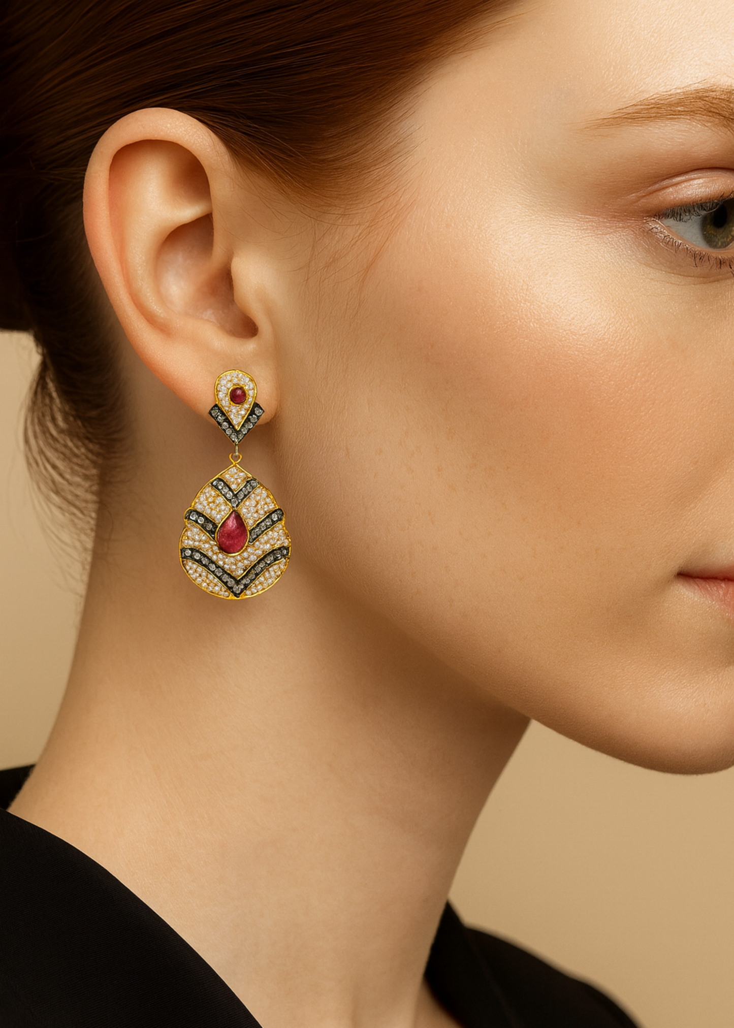 Mughal Polki Teardrop Earrings