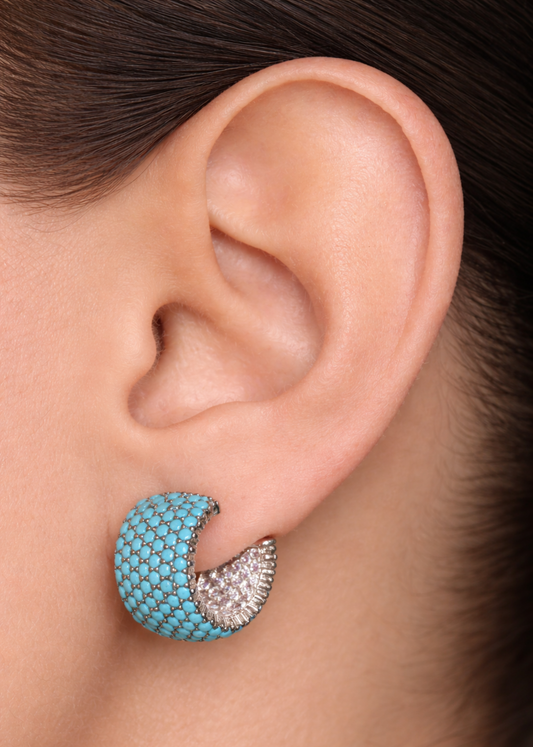 Mosaic Hoop- 925 Sterling Silver