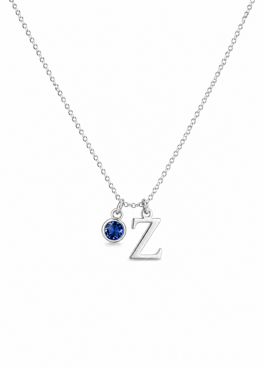Initial Birthstone-925 Sterling Silver